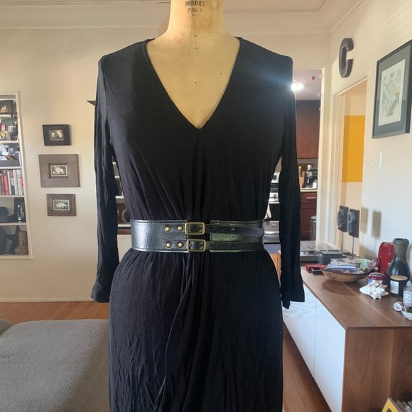 Anthropologie Meadow Rue V Neck Stetchy Dress with Drapey Front and Back Detail - Picture 3 of 7